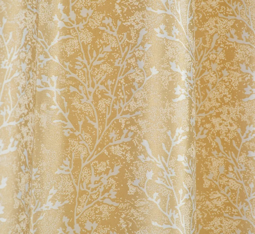 Homefab India 1 Piece Grommet Style Polyester Window Curtain - 5 feet, Floral Beige, Room Darkening Curtains